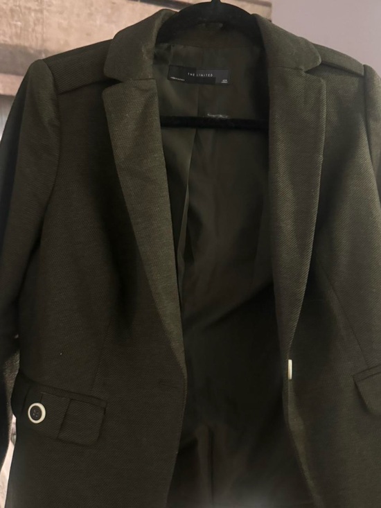 The Limited Jackets & Blazers - The Limited Olive Green Blazer Open Front Structured Jacket Petite Medium